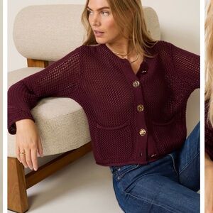 Evereve Deep Burgundy Cardigan Sweater